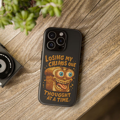 Phone Case — "Losing My Crumbs One Thought at a Time" Funny Retro Bread Illustration