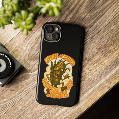 Corny Horror Phone Case - “Kernel of Truth, Completely Insane” Retro Corn Monster