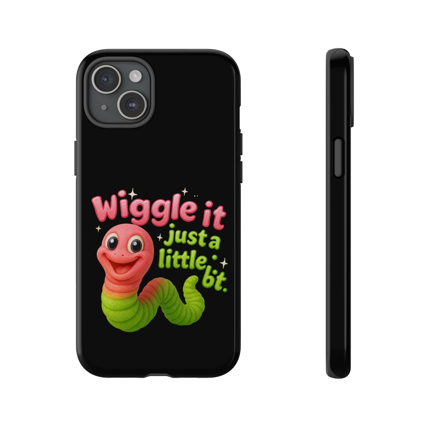 Wiggle It Worm Phone Case — Cute Pink & Green Cartoon iPhone Cover