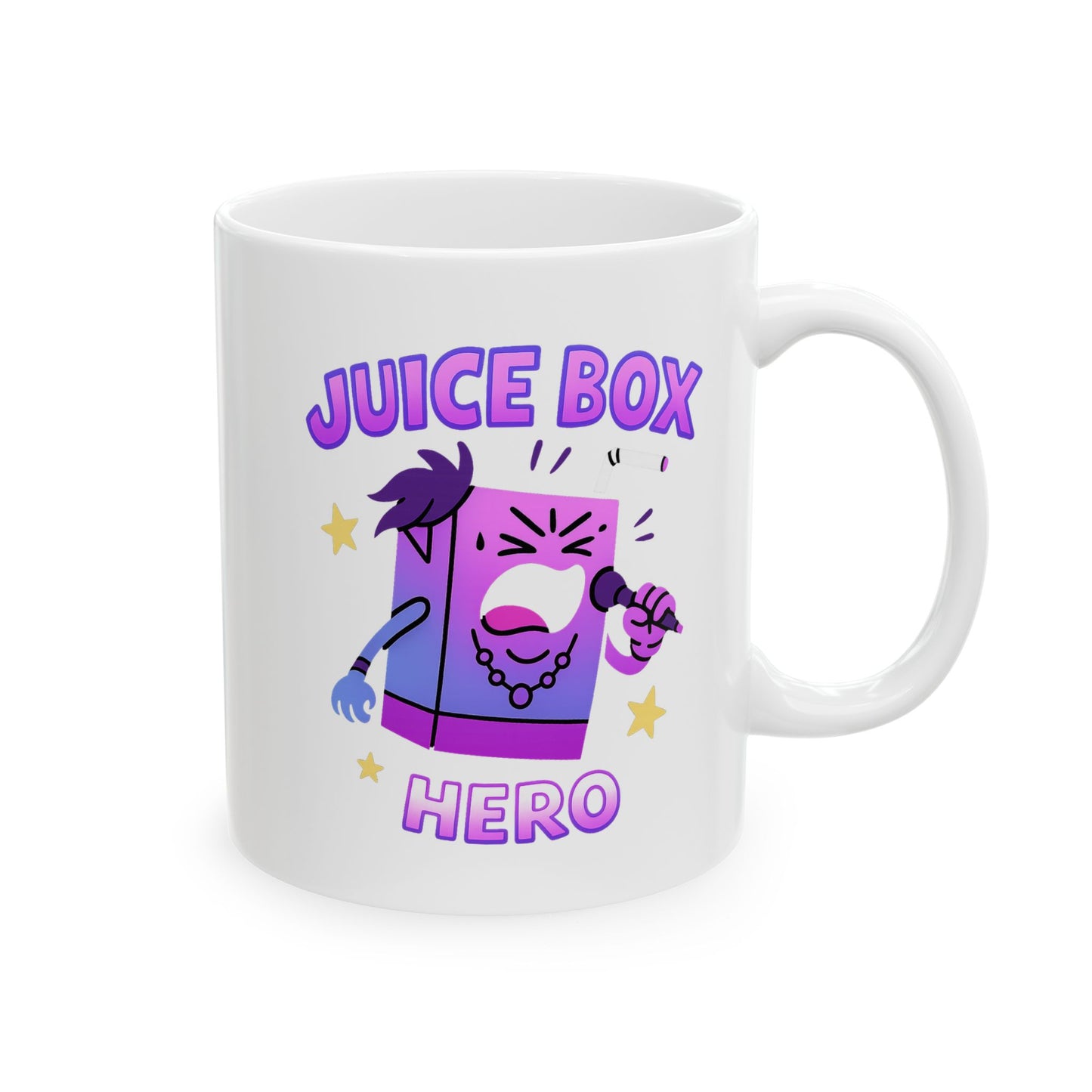 Juice Box Hero Cute Pink Ceramic Mug (11oz, 15oz)