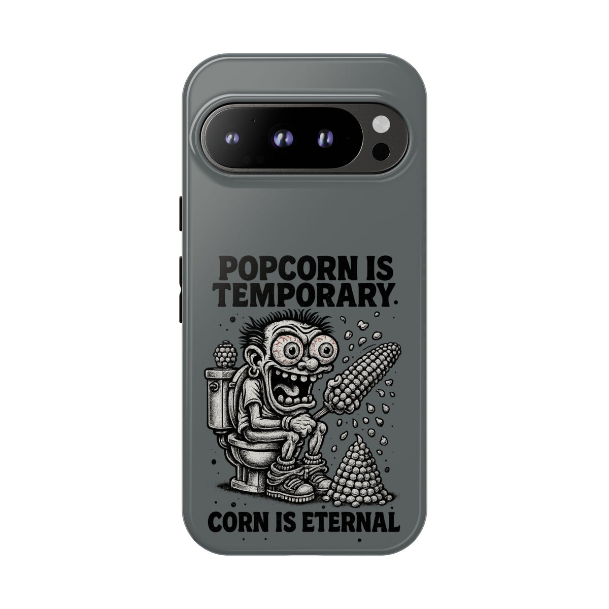 Phone Case — "Popcorn Is Temporary, Corn Is Eternal" Retro Zombie Corn Design