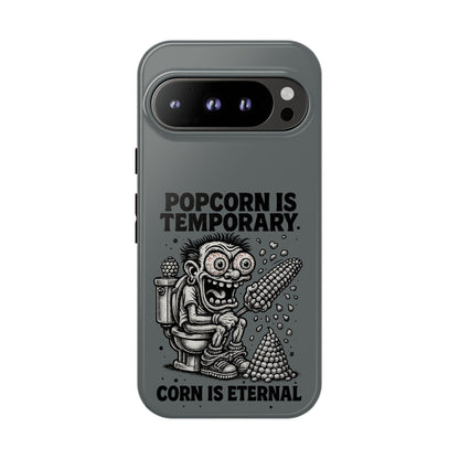Phone Case — "Popcorn Is Temporary, Corn Is Eternal" Retro Zombie Corn Design