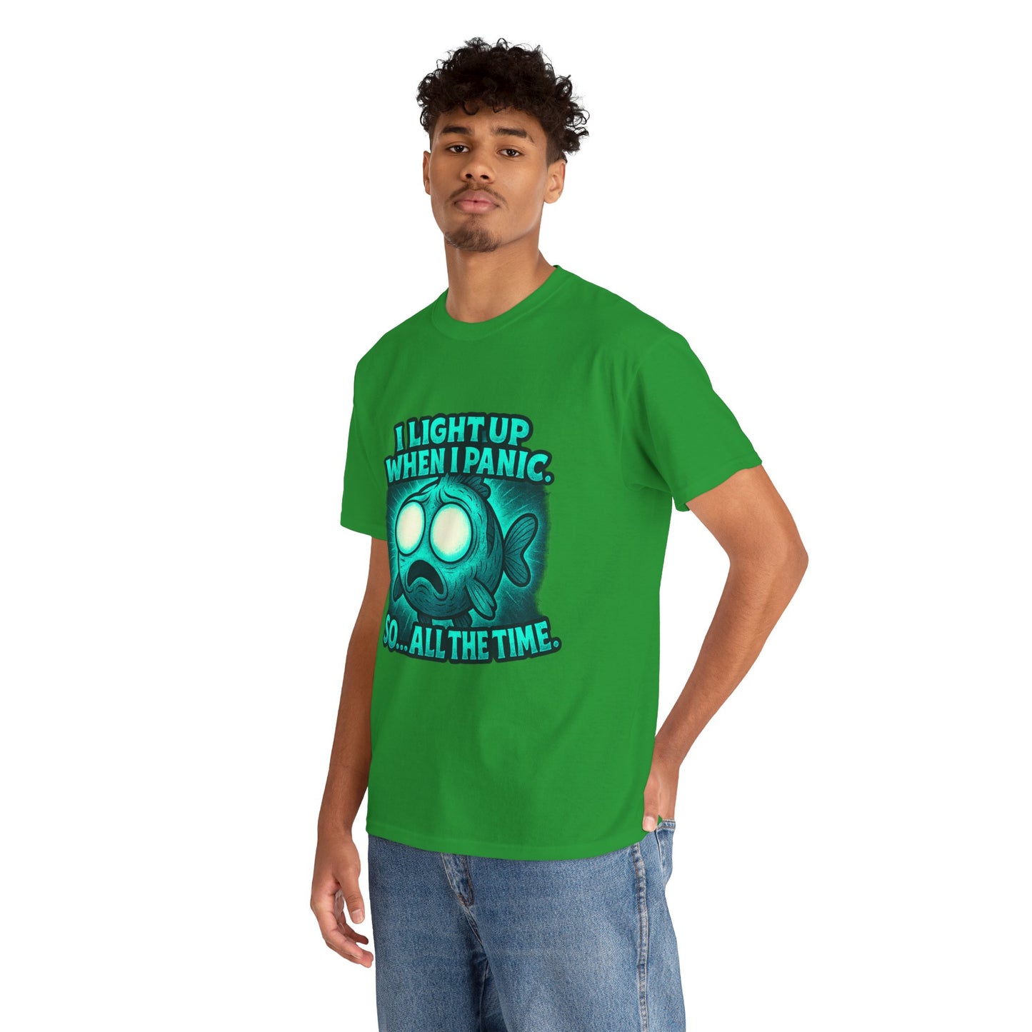 Glowing Panic Fish Tee | I Light Up When I Panic Graphic T-Shirt