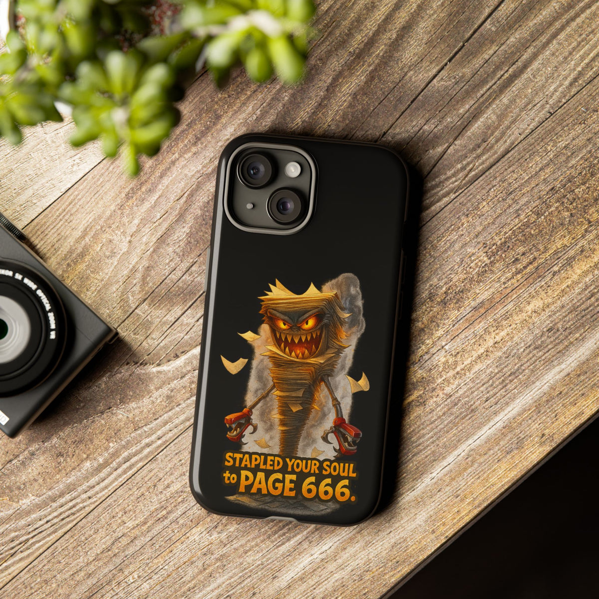Phone Case — Halloween Mummy Creature “Stapled Your Soul to Page 666” Horror Design