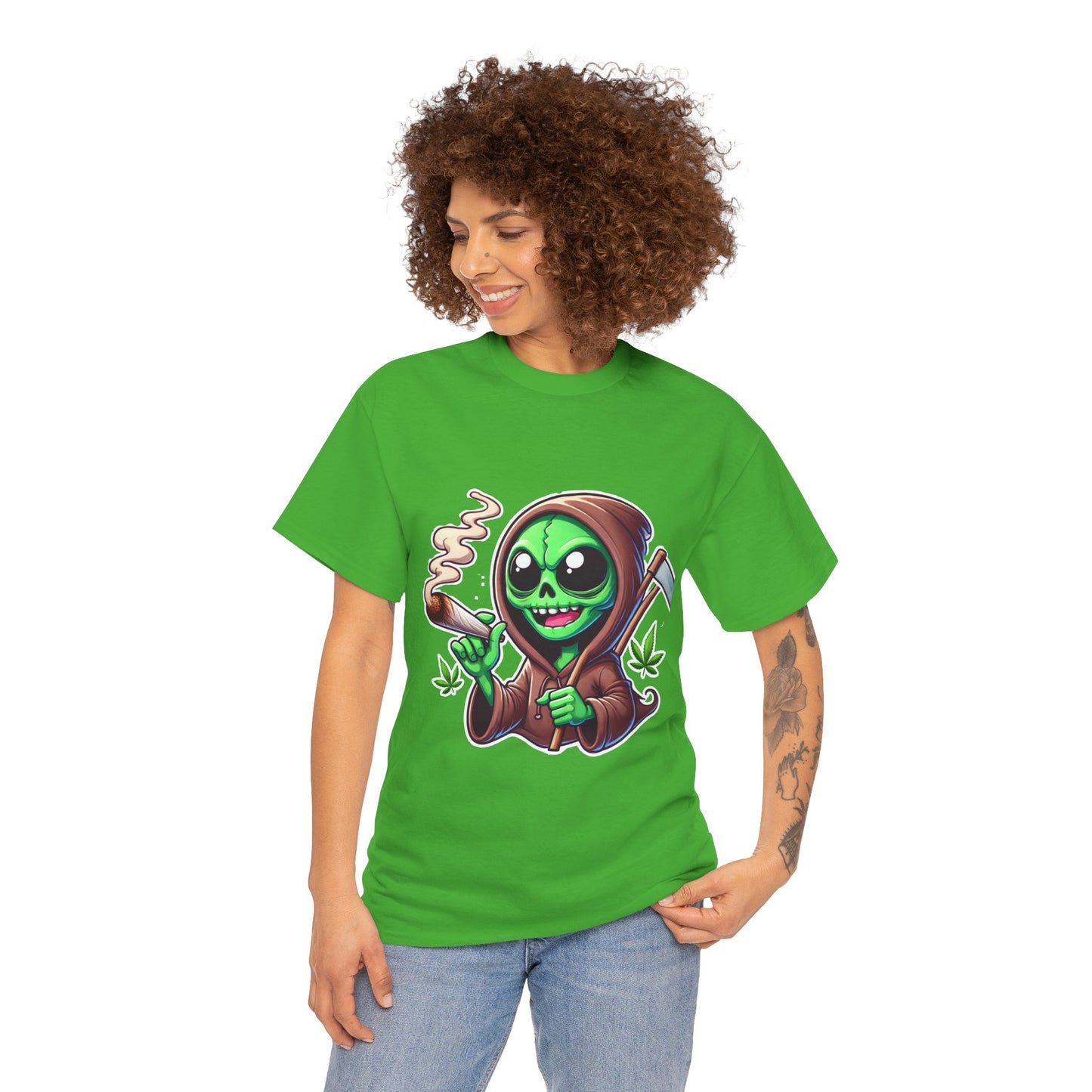 Reaper Smoking Joint T‑Shirt — Cute Grim Reaper Stoner Tee