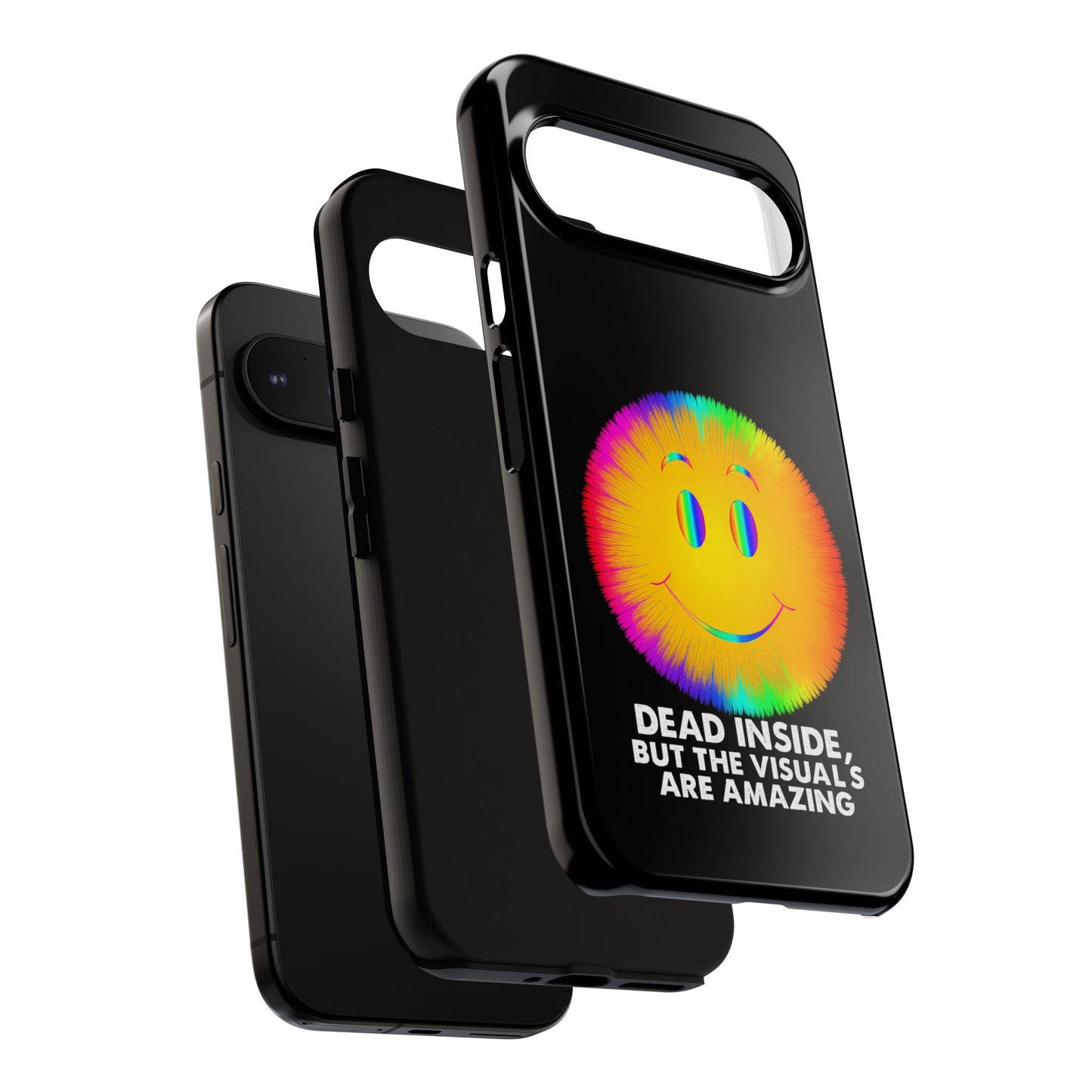 Phone Case — 'Dead Inside, But the Visuals Are Amazing' Rainbow Smiley