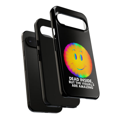 Phone Case — 'Dead Inside, But the Visuals Are Amazing' Rainbow Smiley