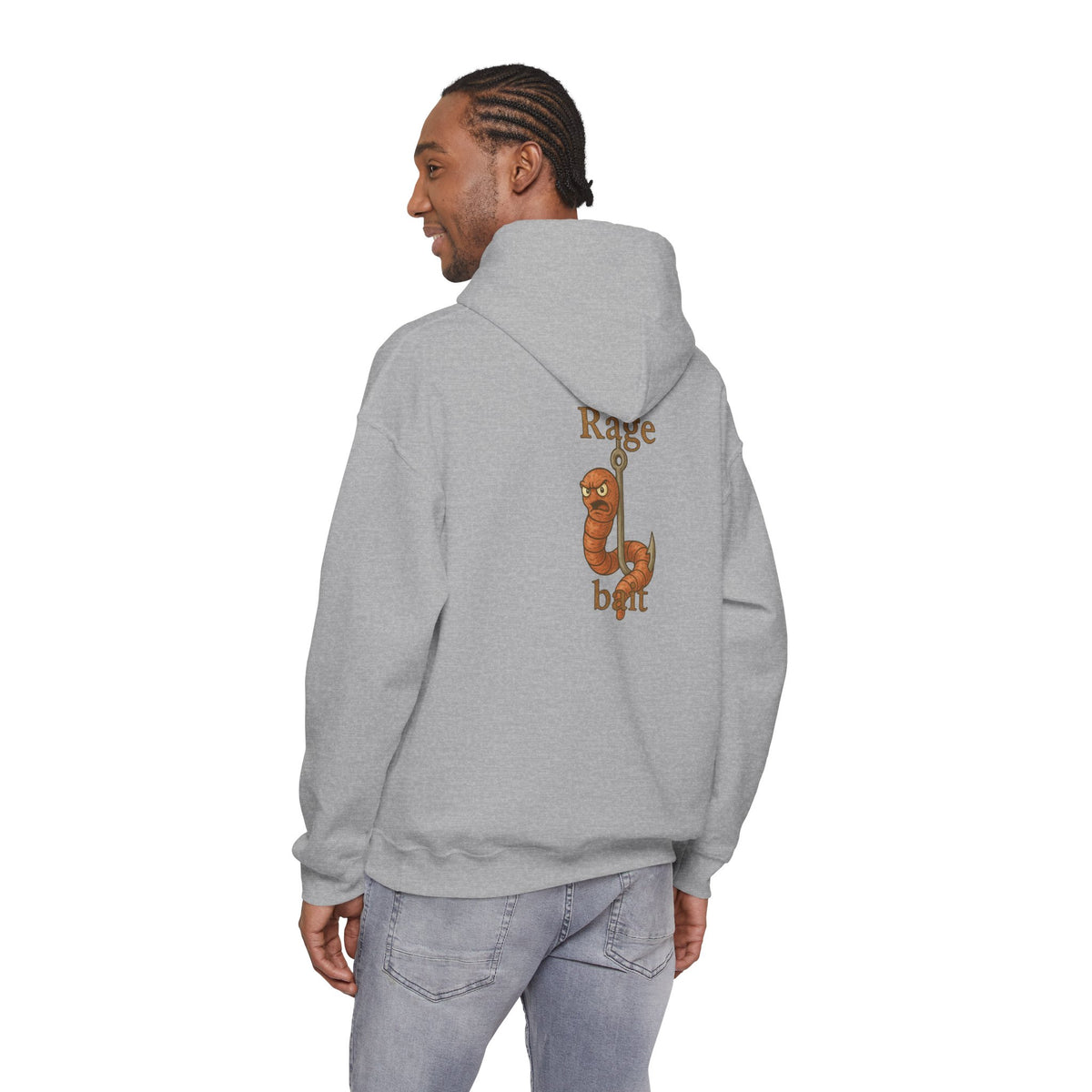 Rage Bait Hoodie — Funny Worm Graphic Hooded Sweatshirt