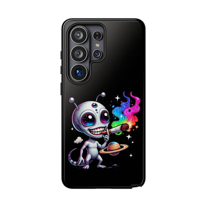 Alien Smoking Rainbow Galaxy Phone Case — Cute Cosmic Art Tough Case