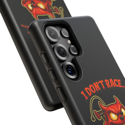 I Don't Race I Chase Phone Case — Cartoon Demon Hot Rod Design