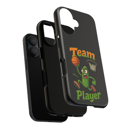 Team Player Basketball Phone Case — Cute Cartoon Pickle Dunk Phone Cover