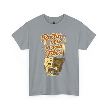 Rollin' Deep in Good Vibes – Smiling Paper & Roller T-Shirt