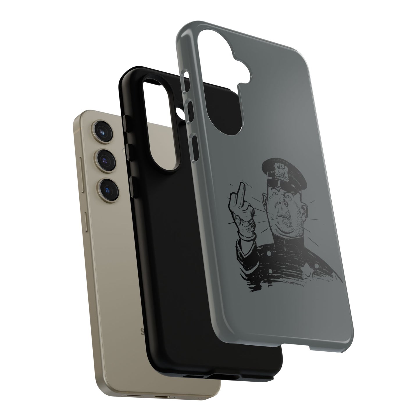 Vintage Cop Middle Finger Phone Case — Edgy Retro iPhone Protective Cover
