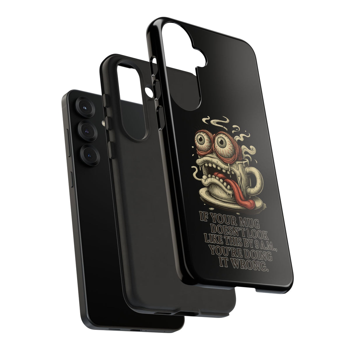 Tough Cases: Retro Hot Coffee Monster Phone Case — Funny 'If Your Mug...' Quote