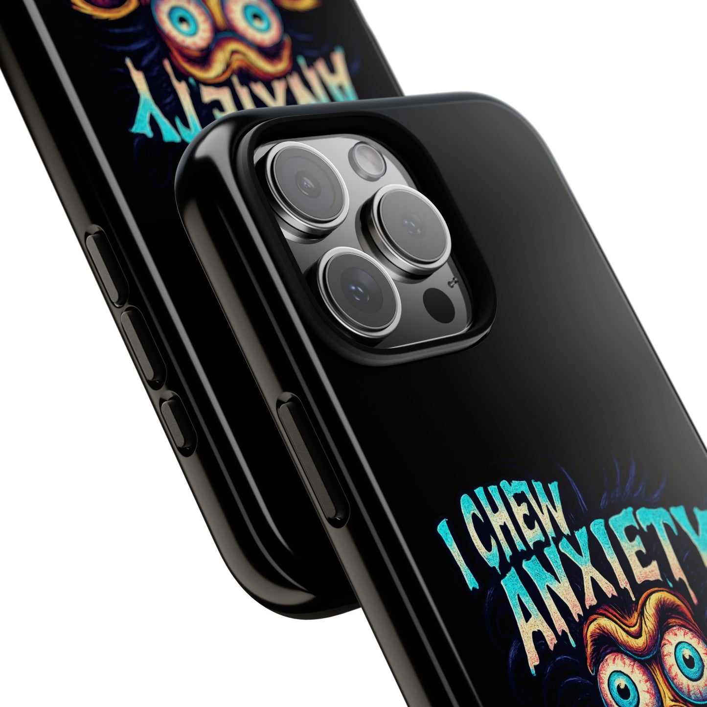 Phone Case — "I Chew Anxiety Like Bubblegum" Retro Monster Design