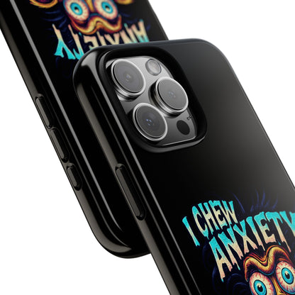 Phone Case — "I Chew Anxiety Like Bubblegum" Retro Monster Design