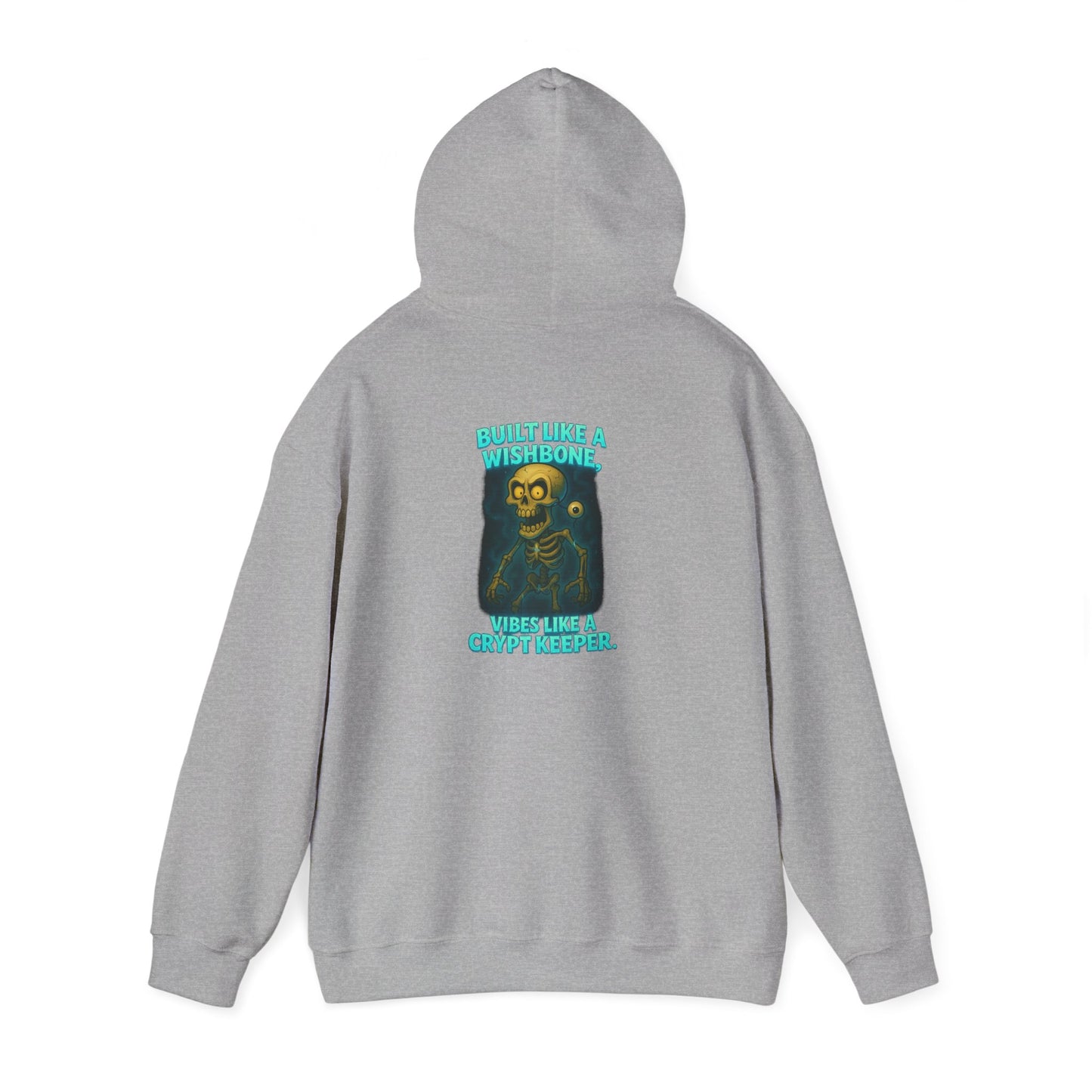 Skull Vintage Graphic Hoodie — "Built Like A Wishbone" Creepy Cute Pullover