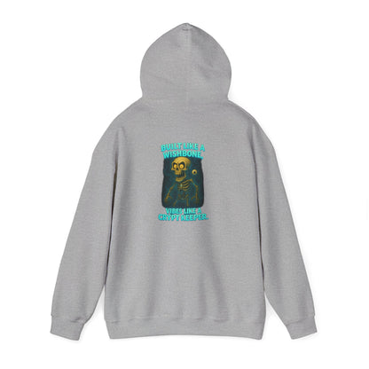 Skull Vintage Graphic Hoodie — "Built Like A Wishbone" Creepy Cute Pullover