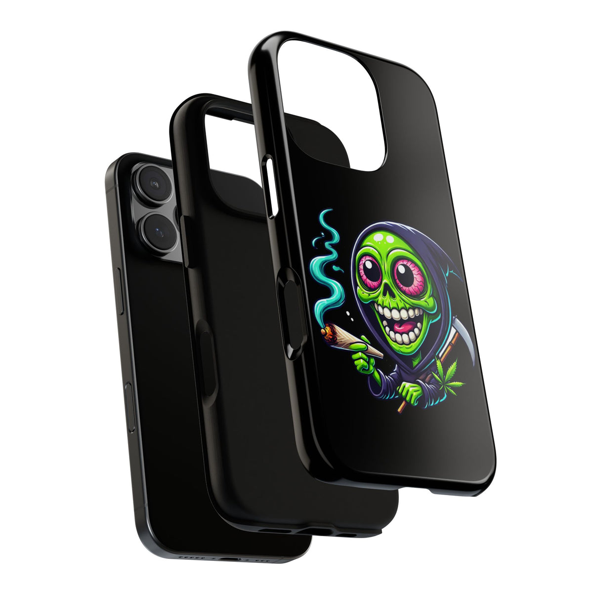 Grinning Stoner Grim Reaper Phone Case – Cannabis Skull iPhone Cover