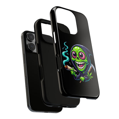 Grinning Stoner Grim Reaper Phone Case – Cannabis Skull iPhone Cover