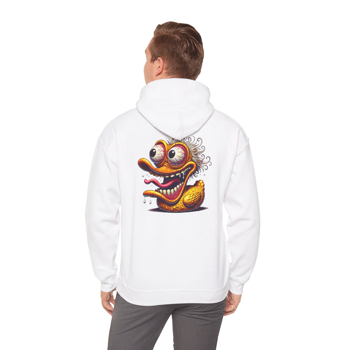 Duck Character Hoodie – Quirky Crazy Duck Illustration Pullover