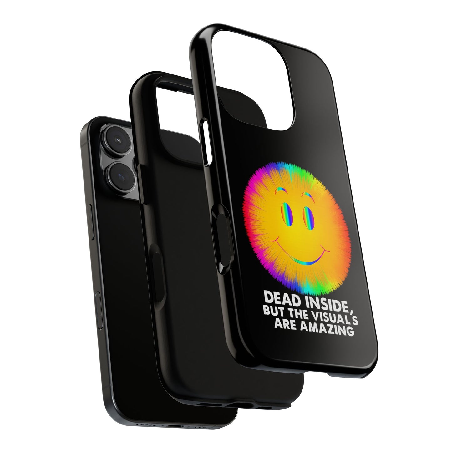 Phone Case — 'Dead Inside, But the Visuals Are Amazing' Rainbow Smiley