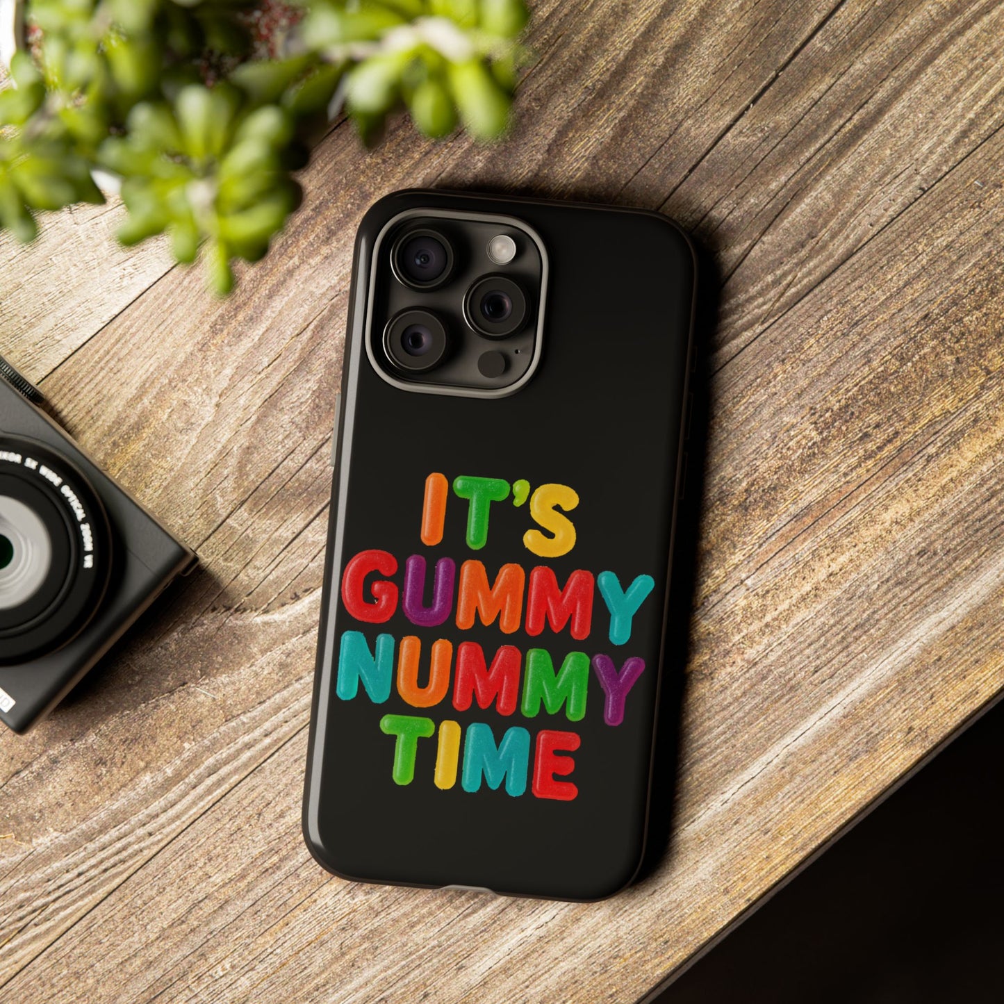 Phone Case — "It's Gummy Nummy Time" Colorful Candy Lettering Protective Case