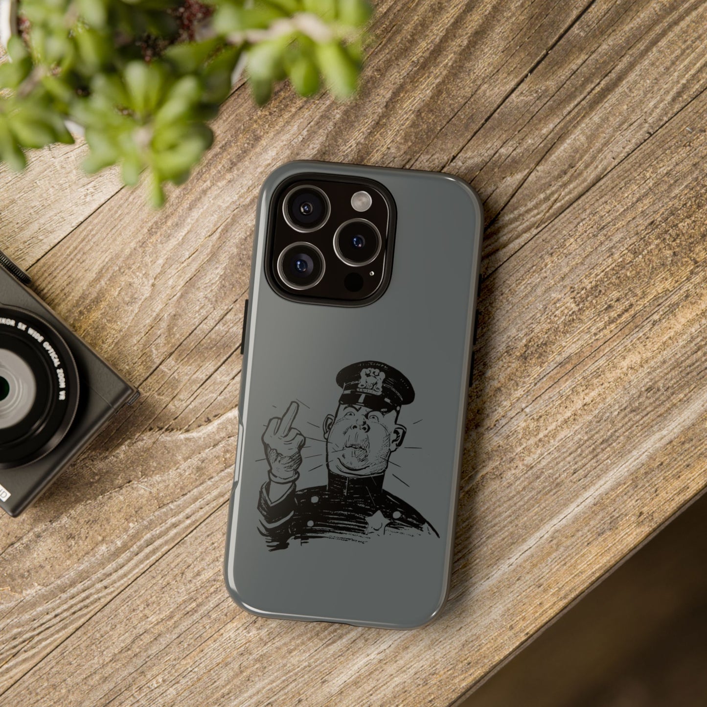 Vintage Cop Middle Finger Phone Case — Edgy Retro iPhone Protective Cover