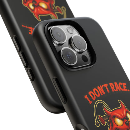 I Don't Race I Chase Phone Case — Cartoon Demon Hot Rod Design