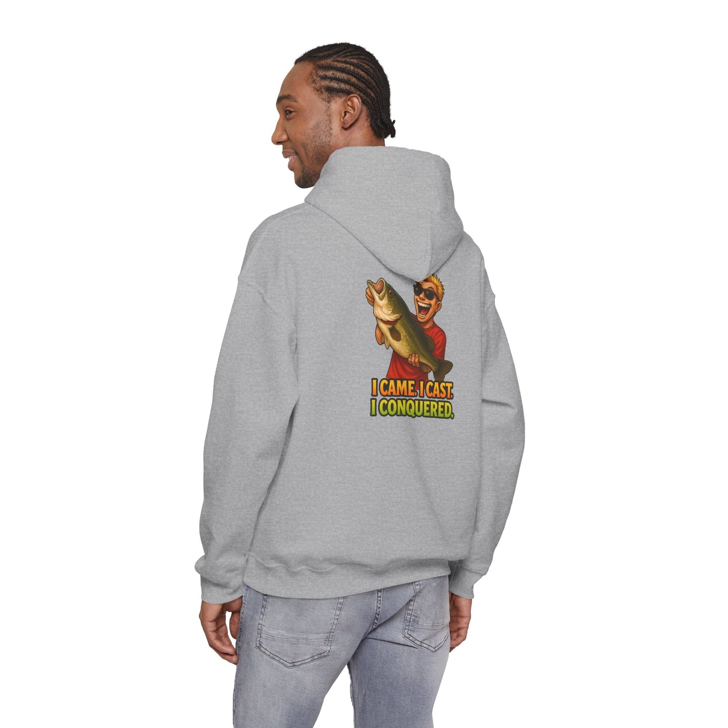 Fishing Hoodie – I Came, I Cast, I Conquered Graphic Pullover
