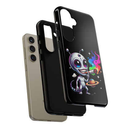 Alien Smoking Rainbow Galaxy Phone Case — Cute Cosmic Art Tough Case