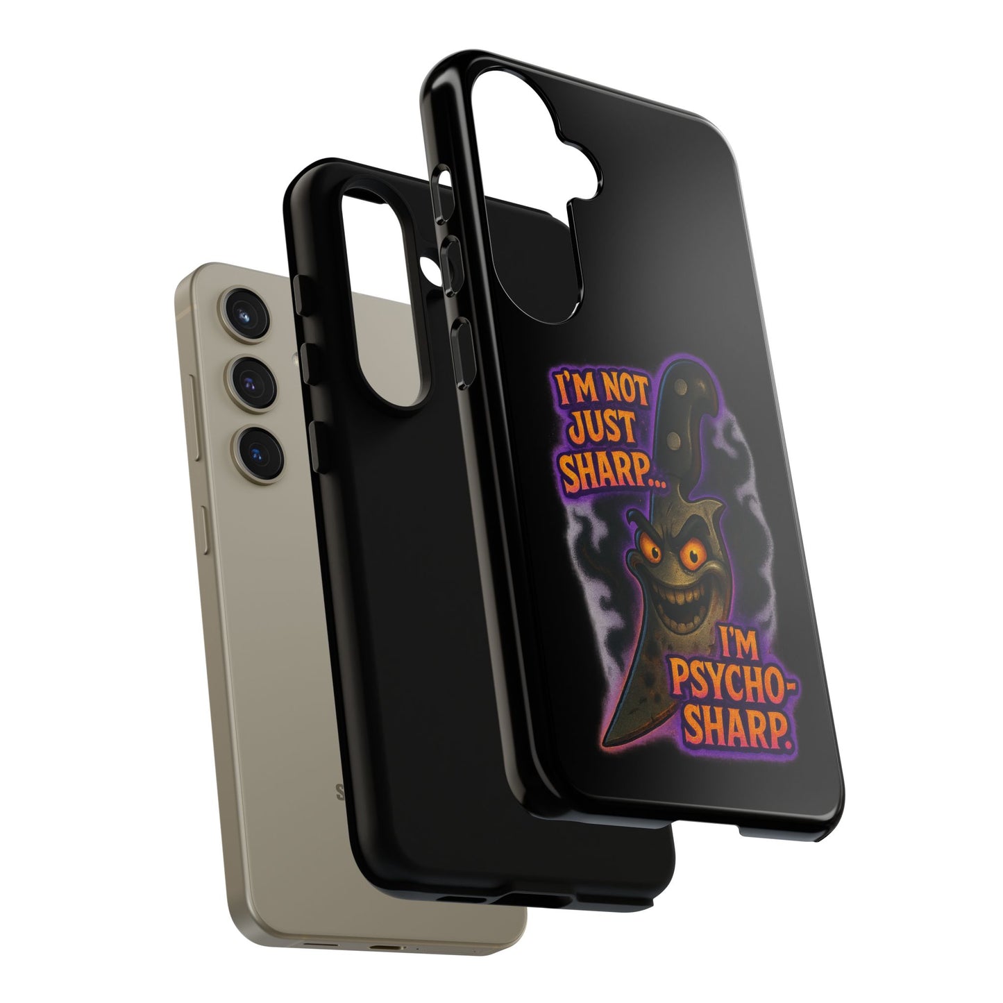 Knife Graphic Phone Case — "I'm Not Just Sharp... I'm Psycho-Sharp" Horror Phone Cover