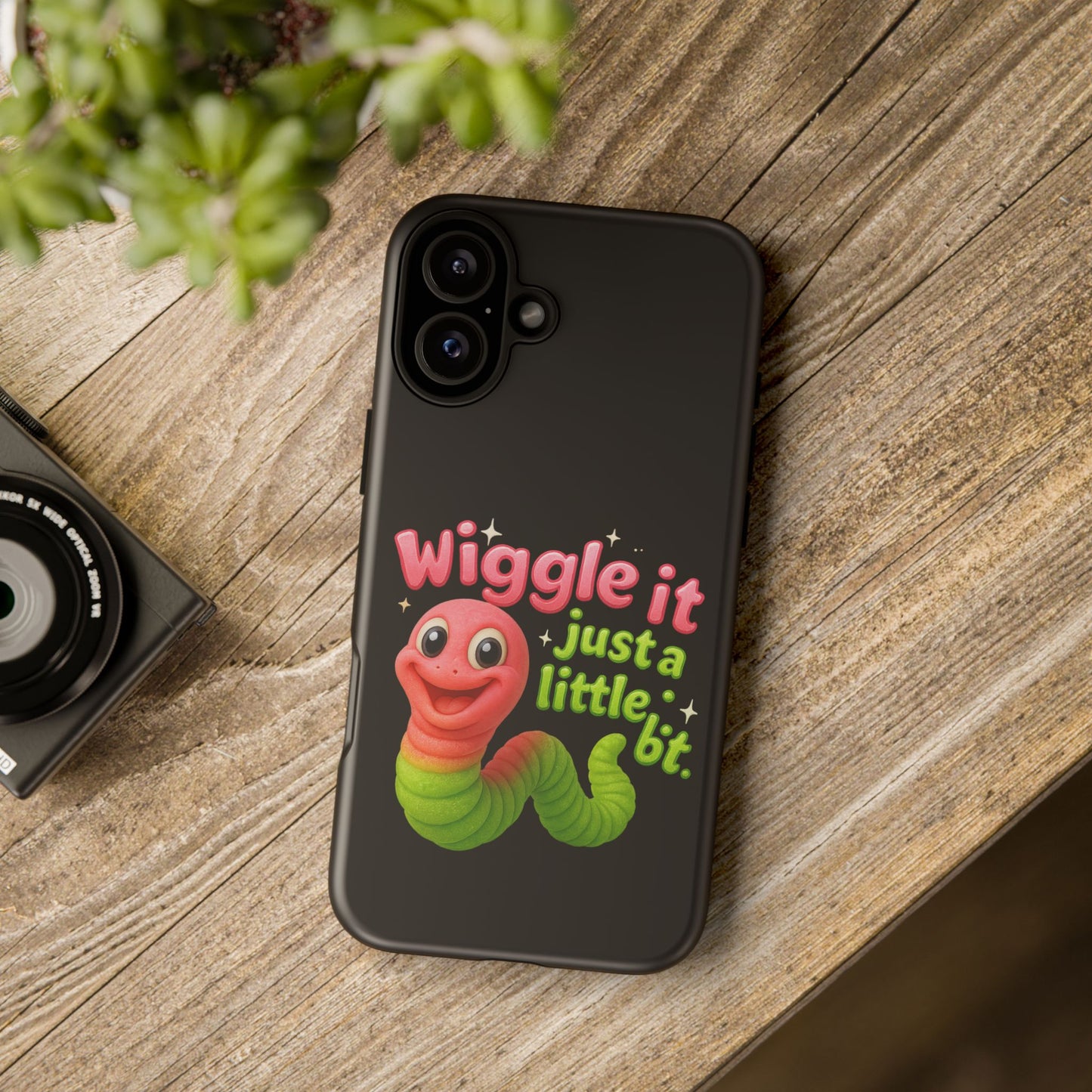 Wiggle It Worm Phone Case — Cute Pink & Green Cartoon iPhone Cover