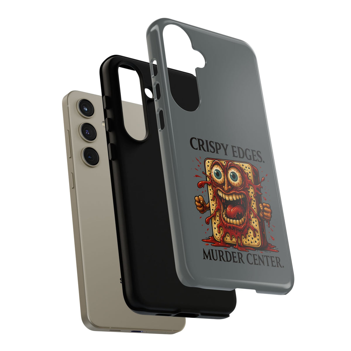 Phone Case — "Crispy Edges. Murder Center." Horror Toast Graphic