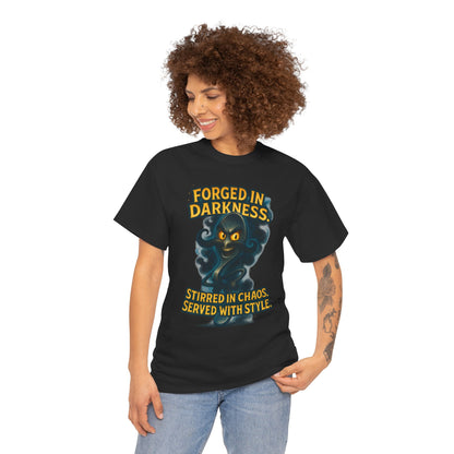 Forged in Darkness cat spirit T-Shirt | Stirred in Chaos illustrated tee