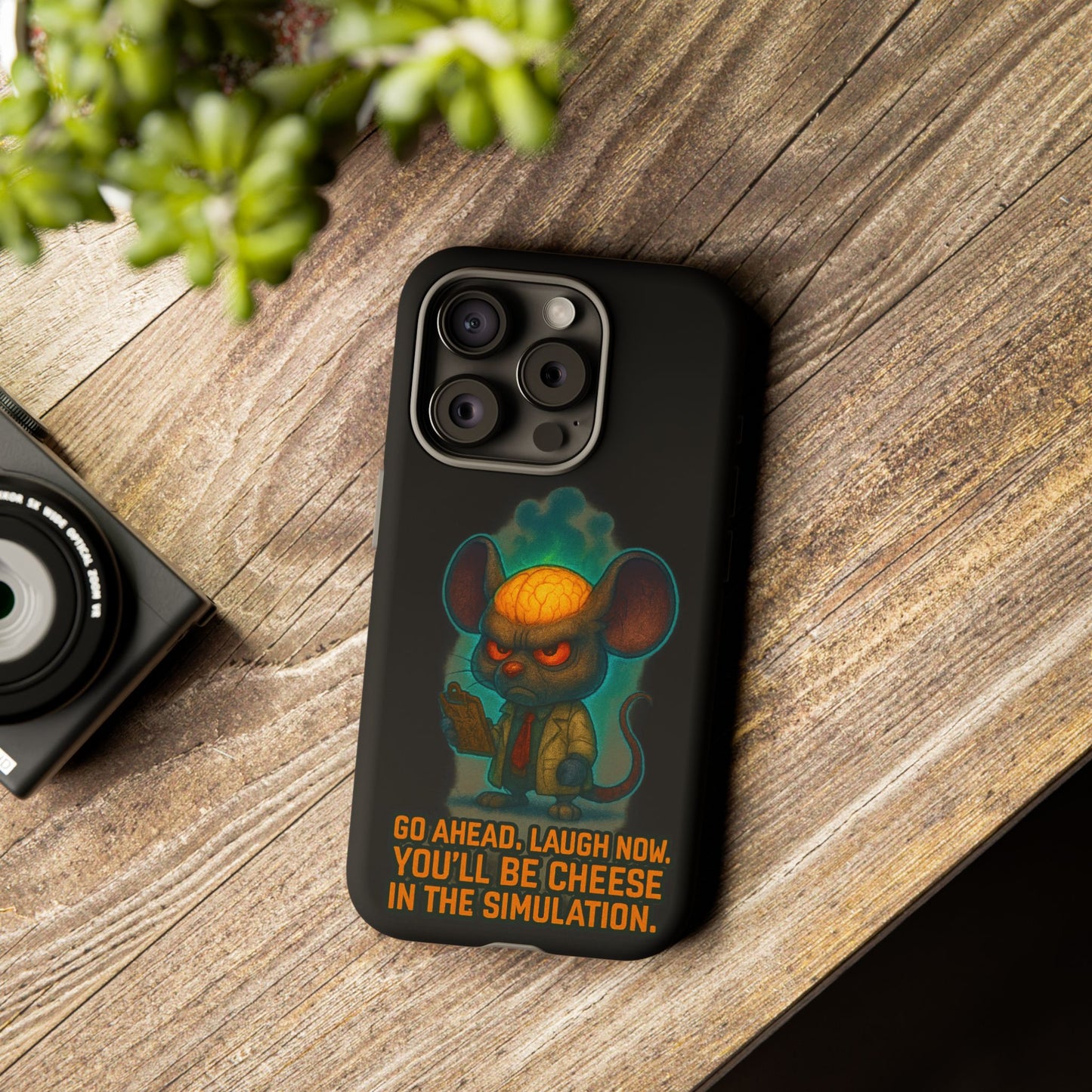 Phone Case — 'You'll Be Cheese in the Simulation' Angry Detective Mouse Graphic