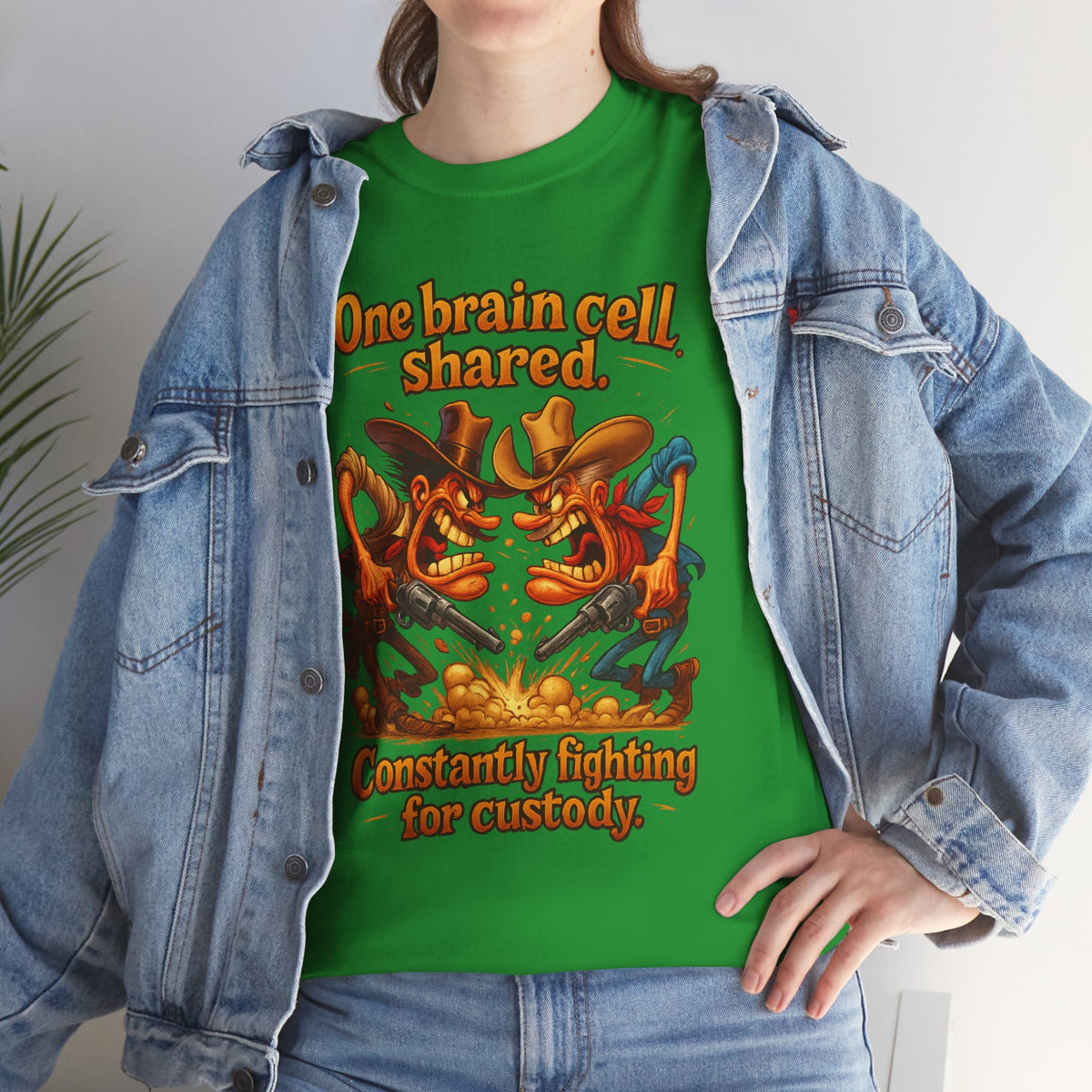 One Brain Cell Shared T-Shirt | Cartoon Dinosaurs Arguing