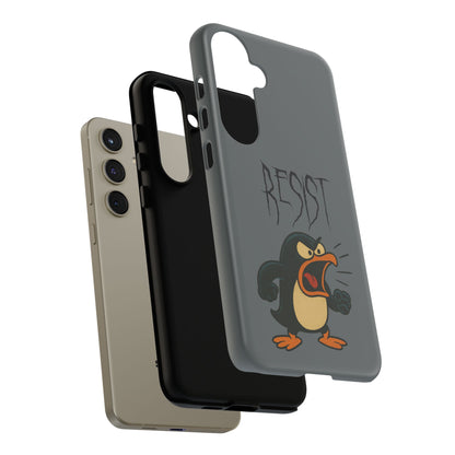 Resist Angry Penguin Phone Case — Protective iPhone Case with Bold Cartoon Design