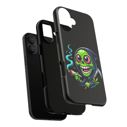 Grinning Stoner Grim Reaper Phone Case – Cannabis Skull iPhone Cover