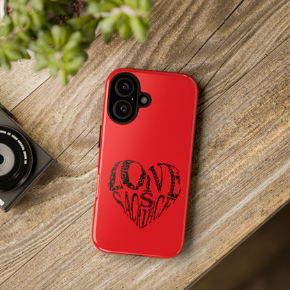 Red 'Love Justice' Heart Phone Case — Protective iPhone Cover, Valentine’s Gift