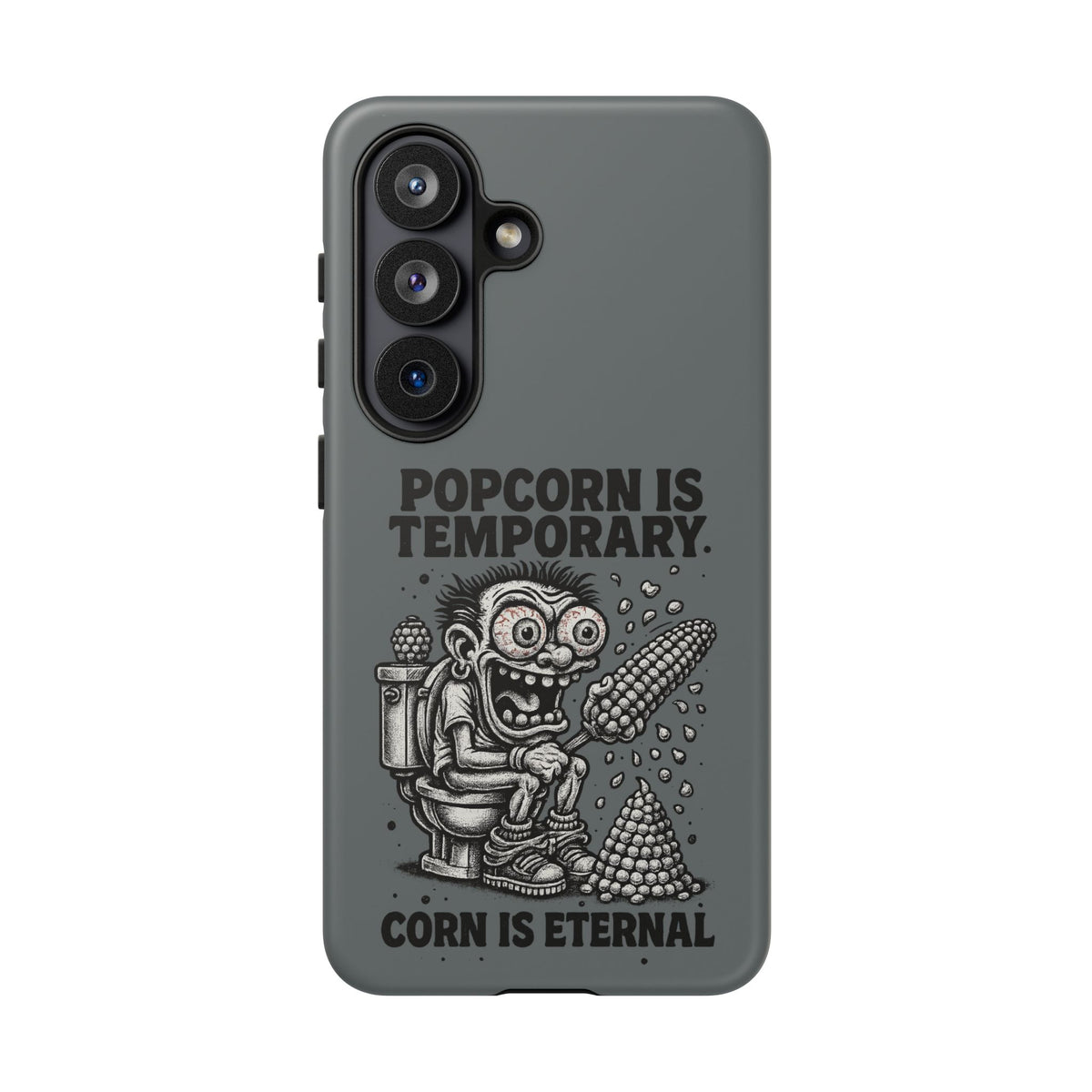 Phone Case — "Popcorn Is Temporary, Corn Is Eternal" Retro Zombie Corn Design