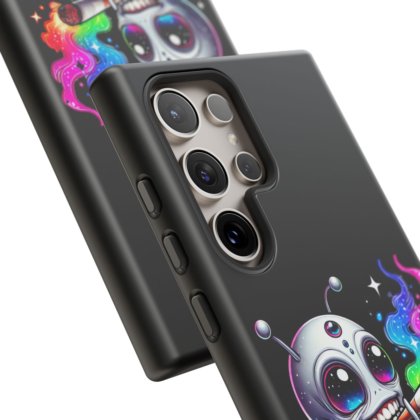 Alien Smoking Rainbow Galaxy Phone Case — Cute Cosmic Art Tough Case
