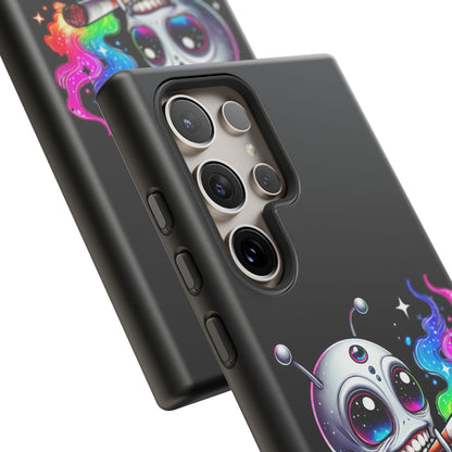 Alien Smoking Rainbow Galaxy Phone Case — Cute Cosmic Art Tough Case