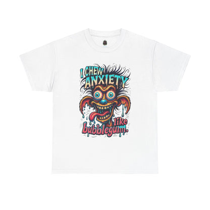 I Chew Anxiety Like Bubblegum T-Shirt | Retro Monster Illustration