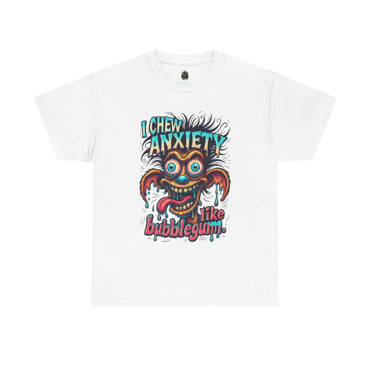 I Chew Anxiety Like Bubblegum T-Shirt | Retro Monster Illustration