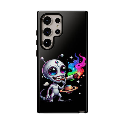 Alien Smoking Rainbow Galaxy Phone Case — Cute Cosmic Art Tough Case