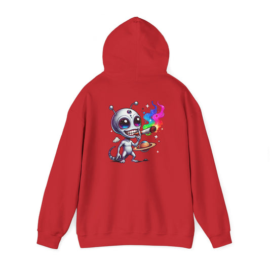 Alien Chef Hoodie — Cute Cartoon Alien Cooking with Rainbow Flame Hooded Sweatshirt