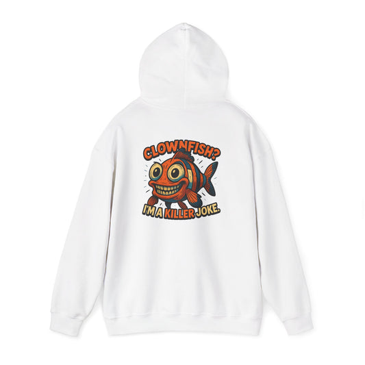 Clownfish 'I'm a Killer Joke' Hoodie — Retro Grinning Fish Graphic Sweatshirt