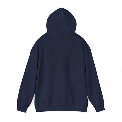 Hoodie — Black Heart Typography “Love” Graphic Pullover
