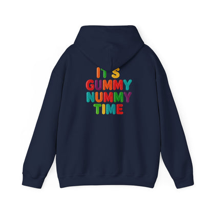 Gummy Nummy Time Hoodie — Colorful Retro Candy Phrase Pullover
